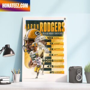 Aaron Rodgers Career Stats Green Bay Packers In NFL Wall Decor Poster Canvas