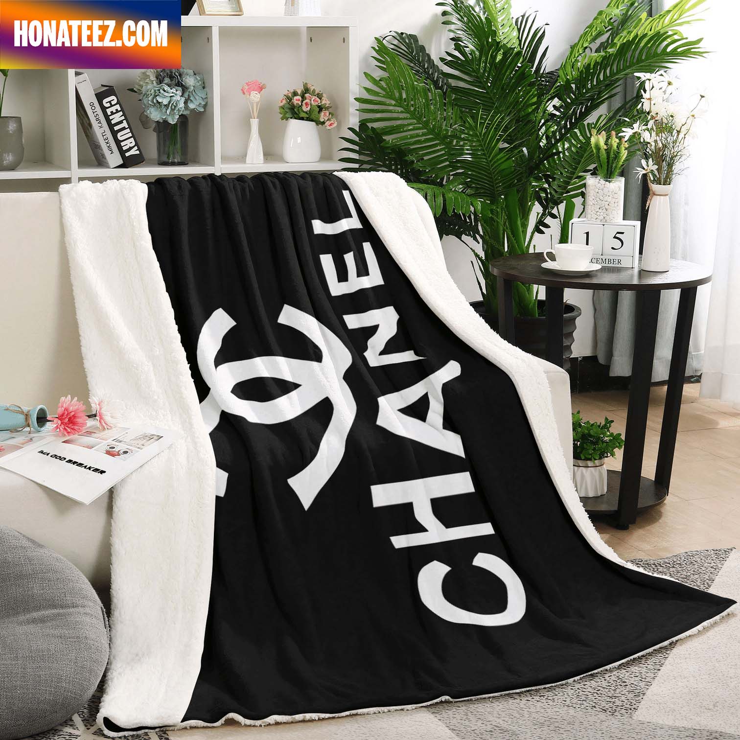 Black Classic Chanel Logo Fashion Luxury Brand Premium Blanket - Honateez