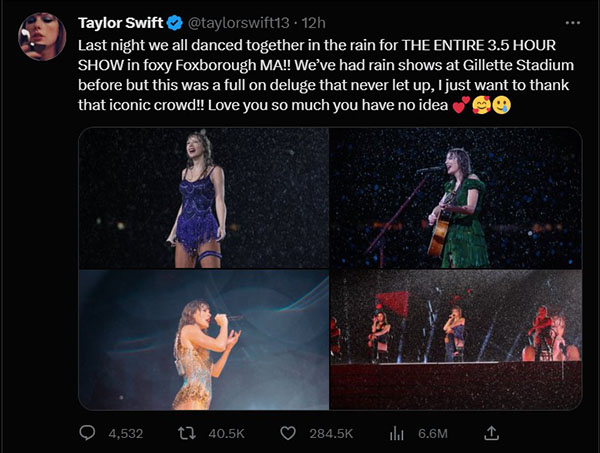 Taylor Swift post on twitter