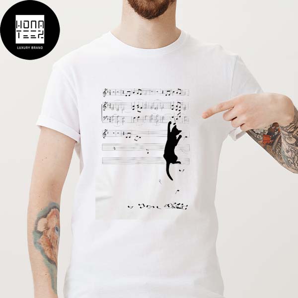 Black Kitten Playing With Musical Notes Classic T-Shirt