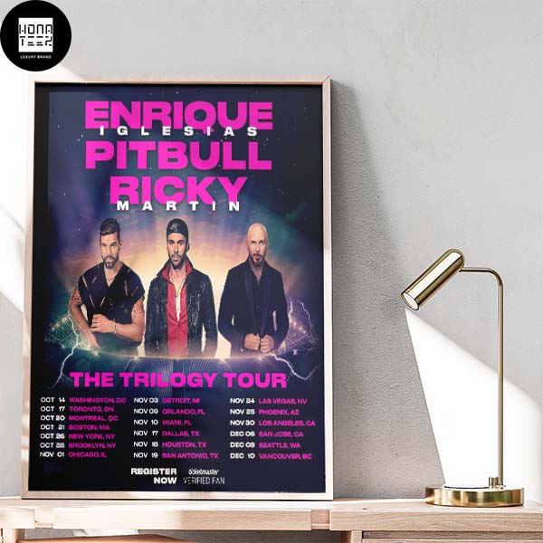 Enrique Iglesias X Pitbull X  Ricky Martin The Trilogy Tour Home Decor Poster Canvas
