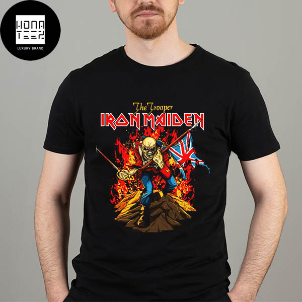 Iron Maiden The Trooper Skull With United Kingdom Fire Fan Gifts Classic T-Shirt