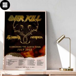 Over Kill Band Scorching The Earth US Tour On July 2023 Gift For Fans Home Decor Poster Canvas