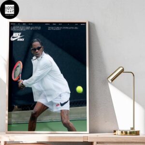 Travis Scott Playing Tennis To Reintroduce The Nike Attack Home Decor Poster Canvas