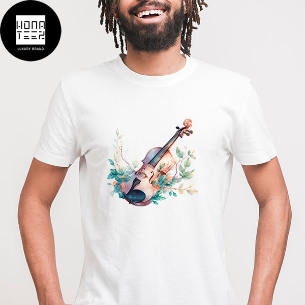 Violin With The Teal Leaves And Small Flower Classic T-Shirt