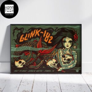 Blink-182 Amalie Arena Tampa Fl July 10 2023 Mermaid and Skull Home Decor Poster Canvas