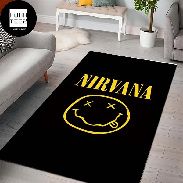 Nirvana Black And Yellow Logo Luxury Rug