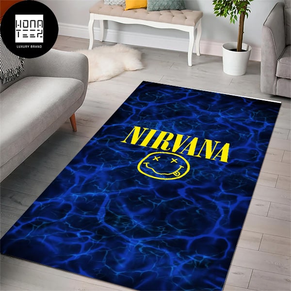 Nirvana Blue And Yellow Logo Luxury Rug