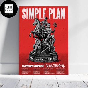 Simple Plan Hard As Rock Tour 2024 Europe UK Timeline Fan Gifts Home Decor Poster Canvas