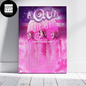 Aqua Barbie World Tour United States 2023 Pink Fan Gifts Home Decor Poster Canvas