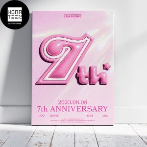 BlackPink 7th Anniversary 2023 08 08 Cute Pink Fan Gifts Home Decor Poster Canvas