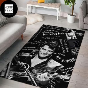Elvis Presley With Lyric Of Songs Luxury Rug