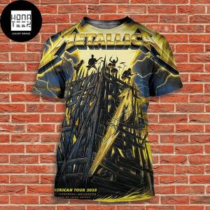 Metallica Los Angeles North American Tour 2023 24-27 August 2023 Golden Color Fan Gifts All Over Print Shirt