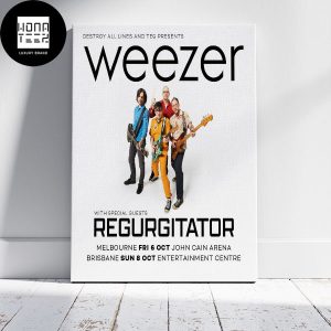 Weezer Destroy All Line And Tag Prensents Melbourne 6 Oct And Brisbane 8 Oct Fan Gifts Home Decor Poster Canvas