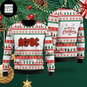 ACDC Deer And Christmas Tree Luxury Fan Gifts 2023 Ugly Chirstmas Sweater