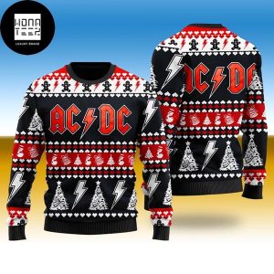 ACDC White Tree Christmas And Thunder 2023 Ugly Chirstmas Sweater