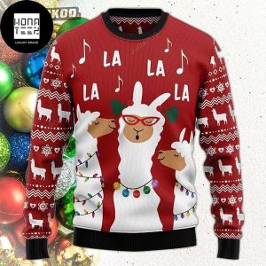 Alpaca Sing Togerther Lalalala 2023 Ugly Christmas Sweater