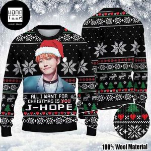 BTS All I Want For Christmas Ugly Christmas Is J-Hope 2023 Ugly Christmas Sweater