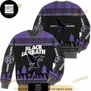 Black Sabbath Snow Blide Purple Xmas Gifts 2023 Ugly Christmas Sweater