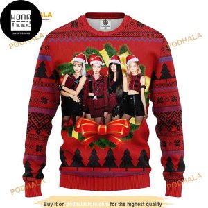 BlackPink With Santa Hat 2023 Ugly Christmas Sweater