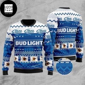 Bud Light Beer Logo And Cans Dragon Pattern 2023 Ugly Christmas Sweater