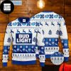 Bud Light Beer Snowflakes And Deer Pattern Signature Blue And White 2023 Ugly Christmas Sweater
