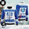 Bud Light Logo With Reindeer Black And Blue 2023 Ugly Christmas Sweater