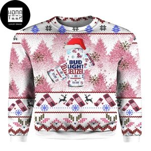Bud Light Seltzer Crandberry Pink And White Xmas Gifts 2023 Ugly Christmas Sweater