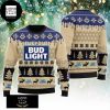 Bud Light With Santa Hat Santa Claus Sleigh Snowflakes Xmas Gifts 2023 Ugly Christmas Sweater