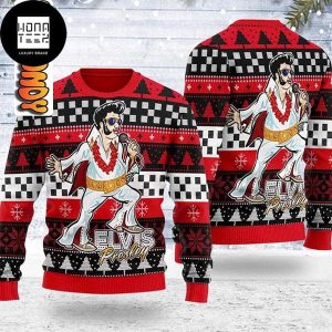 Elvis Presley Meme Singing 2023 Xmas Gifts Ugly Christmas Sweater