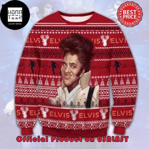 Elvis Presley Red Reindeer Snowflake 2023 Ugly Christmas Sweater
