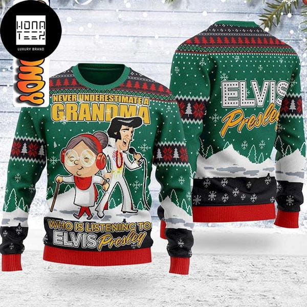 Elvis Presley With Grandma Ugly Christmas Sweater