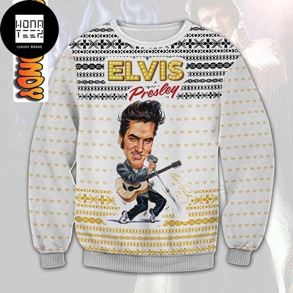 Elvis Presley With Meme Singing 2023 Ugly Christmas Sweater