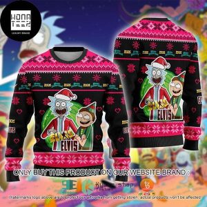 Elvis Presley With Rick And Morty 2023 Ugly Christmas Sweater