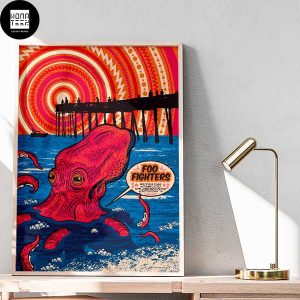 Foo Fighters Veterans United Home Loans Amphitheater at Virginia Beach VA 19 September 2023 Red Octopus Home Decor Poster Canvas