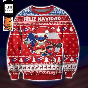 Frog Dance And Play Guitar Feliz Navidad 2023 Ugly Christmas Sweater