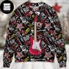 Guitar Pattern With Christmas Tree 2023 Ugly Christmas Sweater