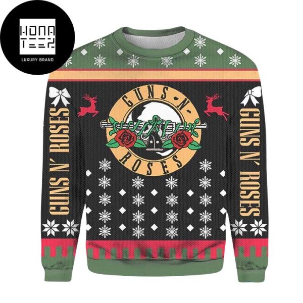 Guns N Roses Christmas Snowflakes Pattern 2023 Ugly Christmas Sweater