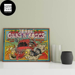 Guns N Roses Houston TX September 28 2023 North American Tour Crazy Car Fan Gifts Home Decor Poster Canvas