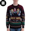 Guns N Roses Skull Logo Wearing Santa Hat 2023 Ugly Christmas Sweater