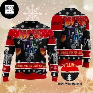 Kiss Roll n Rock I Was Made For Lovin You 2023 Ugly Christmas Sweater