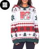 MTV Music Television Red Logo With Snowflakes Inside Xmas Gifts 2023 Ugly Christmas Sweater