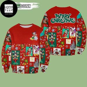 Mickey Mouse Minnie Donald Pattern Disney Characters 2023 Ugly Christmas Sweater