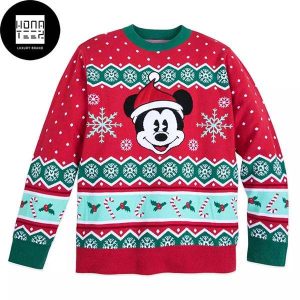 Mickey Mouse Mistletoe And Candy Cane 2023 Ugly Christmas Sweater
