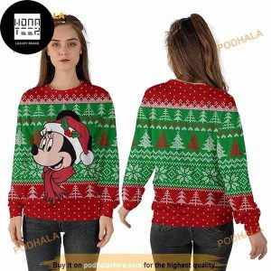 Mickey Mouse With Christmas Tree Patterns 2023 Ugly Christmas Sweater
