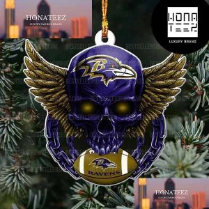 NFL Baltimore Ravens Football Skull Logo 2023 Unique Christmas Ornament