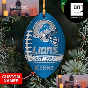 NFL Detroit Lions Christmas Custom Name 2023 Christmas Ornament