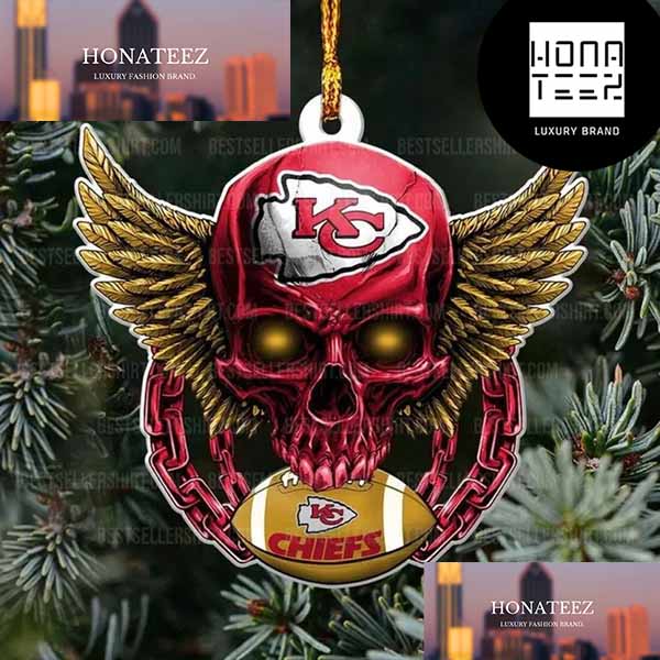 Kansas City Chiefs NFL Let's Go Skull Christmas Ornament Custom