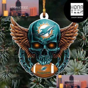 NFL Miami Dolphins Football Skull Logo Unique 2023 Christmas Ornament