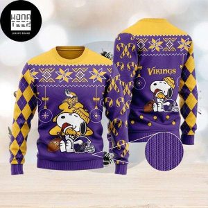 Peanuts Snoopy Minnesota Vikings Funny Charlie Brown 2023 Ugly Christmas Sweater